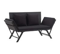 Gecheer Tumbona/Banco de Jardín 2 en 1 Convertible - Ratán Negro + Cojín Negro, Estructura de Acero, Cojín Extraíble Modelo LYKXPDGRX-46233ES