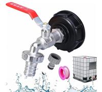GEDEGOOK 1/2" Adaptador de Tanque IBC,Grifo de Depósito IBC de Agua de Lluvia,Grifo Aleación para Jardín, Cubeta de 1000 L de Agua de Lluvia, Adaptador de depósito IBC S60X6 60 MM