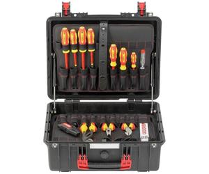 GEDORE Red R21652089 - Maletín de herramientas para electricista (89 piezas, en maletín de plástico muy resistente, incluye resortes de gas)