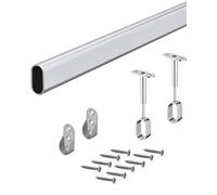 GEDOTEC Barra Ropa Armario OVAL - Perchero Metalico para Colgar Ropa y Cortinas en Ropero, Mueble, Dressing con 2 Soportes de Techo y Pared | 1 Juego Completo - Tubo de Acero Cromado 30 x 15 x 600 mm