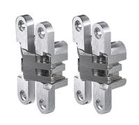 Gedotec Bisagra para atornillar en aspecto de acero inoxidable | 2 piezas - Bisagra de madera de metal | VICI | Bisagra para atornillar niquelada cepillada 12 x 45 mm