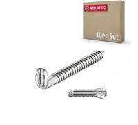 Gedotec - Kit de ganchos para atornillar, longitud 55 mm, grosor 5,8 mm, 10 unidades, tornillo de gancho con taco, acero galvanizado | Ganchos metálicos con ranura para cuadros y muebles