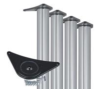 Gedotec Patas de Mesa de Metal de Altura Ajustable de Acero Inoxidable - H1712 | Altura 710 mm | Ø 60 mm | Material de fijación - Soporte para encimeras de Cocina - Juego de 4
