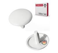 Gedotec RAL 9010 Lot de 100 bouchons de protection ronds en plastique pour perceuse de tête Blanc RAL 9010 Ø 12 x 2,5 mm
