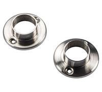 Gedotec Soporte de tubo de armario para fijación de barras de armario para reequipar en el armario, acero inoxidable cepillado mate, soporte para tubos de armario de 20 mm