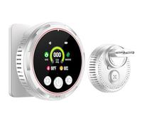 Gedsffati Plug-in 5-en-1 Detector de Humo & Monoxido de Carbono & Combustible Gas Combinación con Batería de Respaldo 1000mAh & HD Pantalla [CO Humo Gas Humedad Temp Alarma] Blanco, HD13-CGS