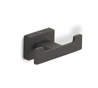 Gedy ATENA Colgador toalla baño doble, Acero inoxidable, Negro Mate, 8,8 x 4,5 x 3,5