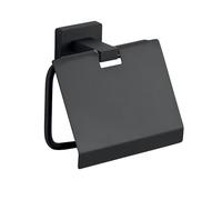 Gedy Atena Portarrollos Baño Pared con Tapa Acero INOX Negro Mate