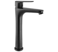 Gedy COMO - Grifo Monomando Lavabo Encimera Caño Alto Latón 290mm - Cartucho Cerámica 35mm - Negro Mate