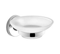 Gedy Felce Plus Jabonera Baño Pared 11x12,3x5,6cm Acero INOX y Cristal Satinado Acabado Cromo, con Tornillos y Biadhesivo