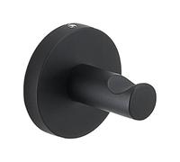 Gedy Felce Plus Percha Baño Pared ø5,6x5,5cm Acero Inoxidable Acabado Negro Mate, Gancho Baño con Tornillos y Biadhesivo