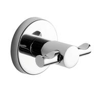 Gedy Felce Plus Percha Doble Baño Pared 6,5x5,5x5,6cm Acero Inoxidable Acabado Cromo, Gancho Doble Baño con Tornillos y Biadhesivo