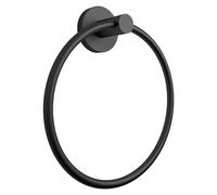 Gedy FELCE Plus Toallero baño de Pared, argolla, adheviso, sin Taladro, Negro Mate, Acero Inoxidable, 18,4 x 5,5 x 20,5