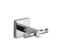 Gedy Fuji Percha Doble Baño Pared 7,6x6,9x4,7cm Acero Inox AISI 304 Cromall Acabado Cromo, Gancho Doble con Tornillos y Biadhesivo