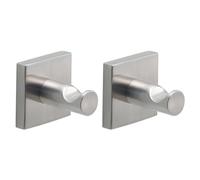 Gedy Fuji Set 2 Perchas Baño Pared 4,7x4,9x4,7cm Acero Inox AISI 304 Cromall Acabado Cepillado, Ganchos con Tornillos y Biadhesivo