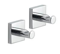 Gedy Fuji Set 2 Perchas Baño Pared 4,7x4,9x4,7cm Acero Inox AISI 304 Cromall Acabado Cromo, Ganchos con Tornillos y Biadhesivo
