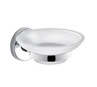 Gedy G-Jacara, cromada, Jabonera de baño Fabricada en Acero Inoxidable con recipientes de Cristal Satinado, Medidas 5,6 x 11 x 12,3 cm y 0,28 kg, diseño R&S, Talla única