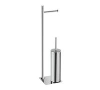 GEDY G-Seul - Columna de baño portarrollos + escobilla de baño, Cromo con Acabado Cromado, Medidas 62,8 x 14 x 14 cm, Juego para WC de Acero Inoxidable y Cromall, escobilla de 4 mm incluida