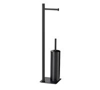 GEDY G-Seul - Soporte para Rollo + escobilla de baño, Color Negro con Acabado Negro, Medidas 62,8 x 14 x 14 x 14 cm, Juego de Inodoro de Acero Inoxidable y Cromado, Allen de 4 mm Incluido, Papel,