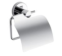 Gedy G-Yakarta, Portarrollos Papel higiénico Cubierto, Color Cromo, Porta Rollo De Baño Fabricado en Acero Inoxidable con Contenedores De Vidrio Satinado, 10 Años De Garantía, Diseño: I+D