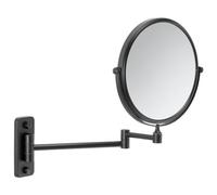 Gedy Gaia Espejo de Aumento, Espejo Maquillaje de Pared, 2 Caras, 3X, Extensible, Negro Mate, Acero INOX y Cristal, 23-26 x 2-29,5 x 30
