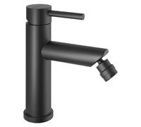 Gedy GARDA - Grifo Monomando Bidé Caño Bajo Acero Inox AISI 304 Aerador Orientable 40° 168mm - Cartucho Cerámica 35mm - Negro Mate