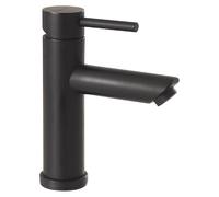 Gedy GARDA - Grifo Monomando Lavabo Encimera Caño Bajo Acero Inox AISI 304 180mm - Cartucho Cerámica 35mm - Negro Mate