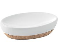 Gedy ILARY Jabonera, Cerámica y Corcho, Blanco, 13 x 9,5 x 3