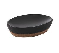 Gedy Jabonera G-Canberra de 3 x 13 x 9,5 cm y 0,184 kg, jabonera sólida Fabricada en cerámica y Corcho, Acabado Negro, diseño R&S, única