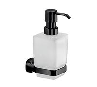 Gedy Krabi, dispensador, Color Negro, dosificador de jabón de baño Fabricado en Acero Inoxidable y Cromado, garantía de 2 años, Medidas 16 x 6,4 x 10,6 cm y Peso 0,37 kg, diseño de R&S, único