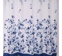 Gedy LULET Cortina de baño y de Ducha con Anillas, Poliéster, Impermeable, Lavable a máquina, 180 x 200, Blanco-Azul