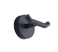 Gedy Osaka - Perchero doble, acabado negro, medidas 5 x 7 x 4,6 cm, toallero de cromo, acero inoxidable y recipientes de cristal satinado, 10 años de garantía, diseño I+D, único