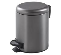 Gedy POTTY Papelera basura baño, Redonda, 3L, con pedal y tapa soft close, Acero inoxidable, Gun Metal, 17,4 x 22,6 x 25,1