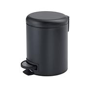 Gedy Potty Papelera Basura baño, Redonda, 3L, con Pedal y Tapa Soft Close, Acero Inoxidable, Negro Mate, 17,4 x 22,6 x 25,1