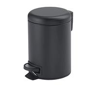 Gedy Potty Papelera Basura baño, Redonda, 5L, con Pedal y Tapa Soft Close, Acero Inoxidable, Negro Mate, 20,6 x 26,8 x 27,5