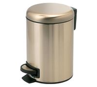 Gedy POTTY Papelera basura baño, Redonda, 5L, con pedal y tapa soft close, Acero inoxidable, Oro Mate, 20,6 x 26,8 x 27,5