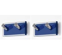 Gedy Rainbow Colgador Toalla baño Doble, Resinas termoplásticas, Azul-Transparente, 8 x 3,1 x 4, Adhesivo (Paquete de 2)