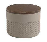 Gedy THEA Tarro de baño, Resina y bambú, Gris-Natural oscuro, 9,5 x 9,5 x 7,3 cm