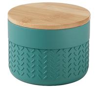 Gedy THEA Tarro de baño, Resina y bambú, Verde-Natural, 9,5 x 9,5 x 7,3 cm