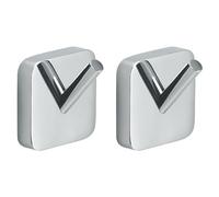 Gedy Tonga Set 2 Perchas Baño Pared 4,7x3,1x4,9cm Acero Inox y Cromall Acabado Cromo, Ganchos con Tornillos y Biadhesivo Incluidos