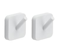 Gedy Tonga Set 2 Perchas Baño Pared 4,7x3,1x4,9cm Acero Inox y Cromall Blanco Mate, Ganchos con Tornillos y Biadhesivo Incluidos