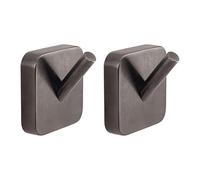 Gedy Tonga Set 2 Perchas Baño Pared 4,7x3,1x4,9cm Acero Inox y Cromall Gun Metal PVD, Ganchos con Tornillos y Biadhesivo Incluidos