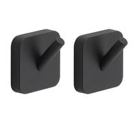 Gedy TONGA Colgador toalla baño 2 Piezas, Acero inoxidable, Negro Mate, 4,7 x 3,1 x 4,9, Adhesivo