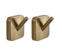 Gedy Tonga Set 2 Perchas Baño Pared 4,7x3,1x4,9cm Acero Inox y Cromall Oro Mate PVD, Ganchos con Tornillos y Biadhesivo Incluidos