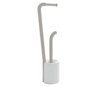 Gedy Wendy Escobillero y portarrollos para baño, Blanco-Beige, Resinas termoplásticas, 20,4 x 16 x 69,8