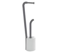 Gedy Wendy Escobillero y portarrollos para baño, Blanco-Gris, Resinas termoplásticas, 20,4 x 16 x 69,8