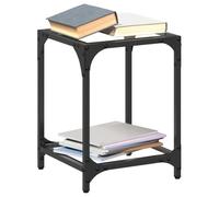 GeenYuu Mesa de Centro elevable con Superficie de Vidrio Transparente y Estructura de Acero Inoxidable para salón y Oficina 30x30x40 cm