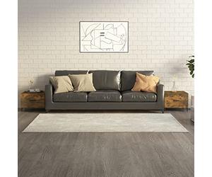 GeenYuu Mesas de Centro con Patas metálicas en Roble Ahumado 50x50x40 cm Set de 2 Muebles auxiliares Decorativos para salón Sala de Estar y Oficina con Amplio Espacio de Almacenamiento y Superficie