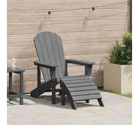 GeenYuu Silla Adirondack Gris Claro de Exterior 82 x 74 x 92 cm HDPE Resistente para Jardín Terraza Patio Balcón Porche Camping Playa Piscina Plegable Reclinable con Reposabrazos y Cojín
