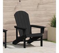 GeenYuu Silla Adirondack Negra de Exterior 82 x 74 x 92 cm HDPE Resistente para Jardín Terraza Patio Balcón Porche Camping Playa Piscina Plegable y Reclinable con Reposabrazos y Respaldo Ergonómico